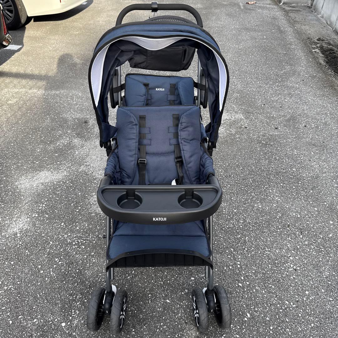 【KATOJI】２人乗りベビーカー リアシート付き　ベビーカー2人でゴー