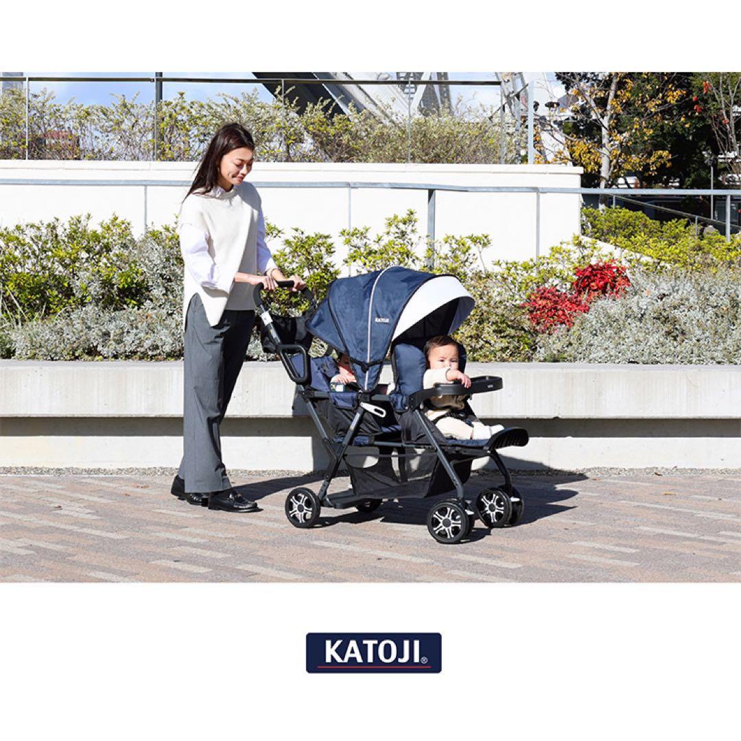 【KATOJI】２人乗りベビーカー リアシート付き　ベビーカー2人でゴー