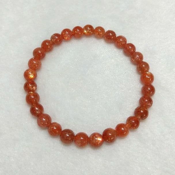 【極上,小粒】メラメラサンストーン ６㎜　ブレスレット　美品　希少　太陽石