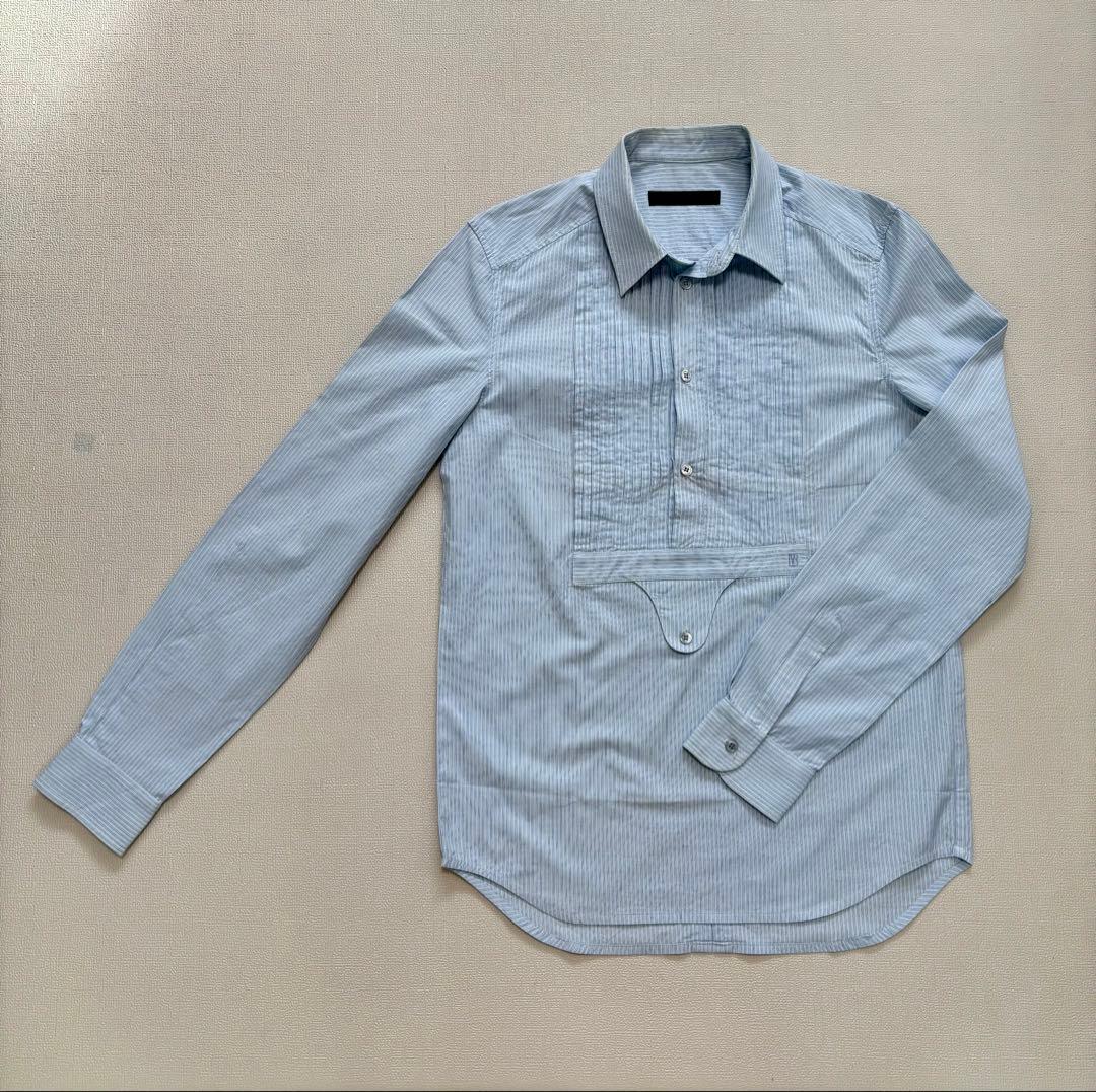 ストライプ 長袖シャツ フロントタック入り