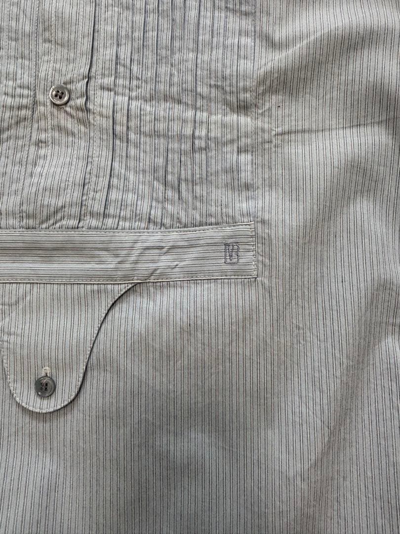 ストライプ 長袖シャツ フロントタック入り