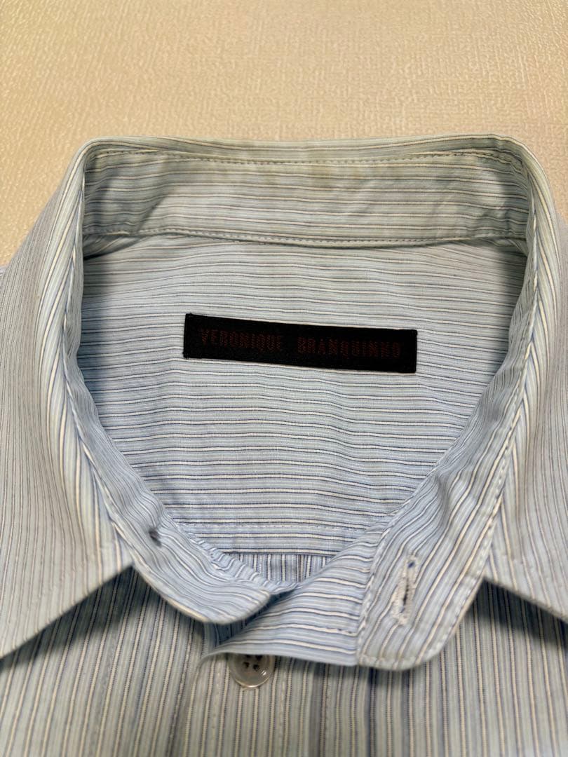 ストライプ 長袖シャツ フロントタック入り