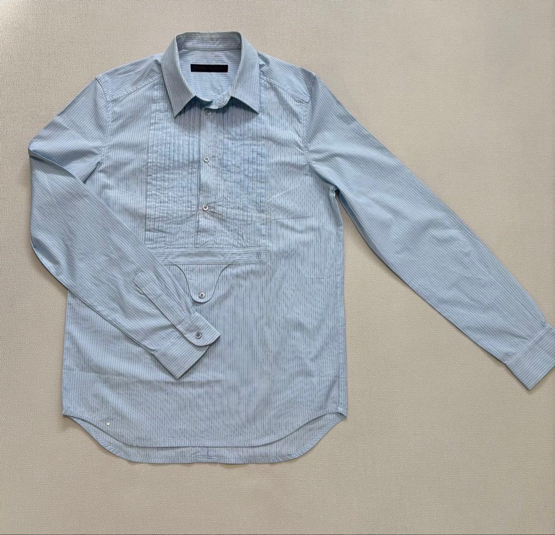 ストライプ 長袖シャツ フロントタック入り