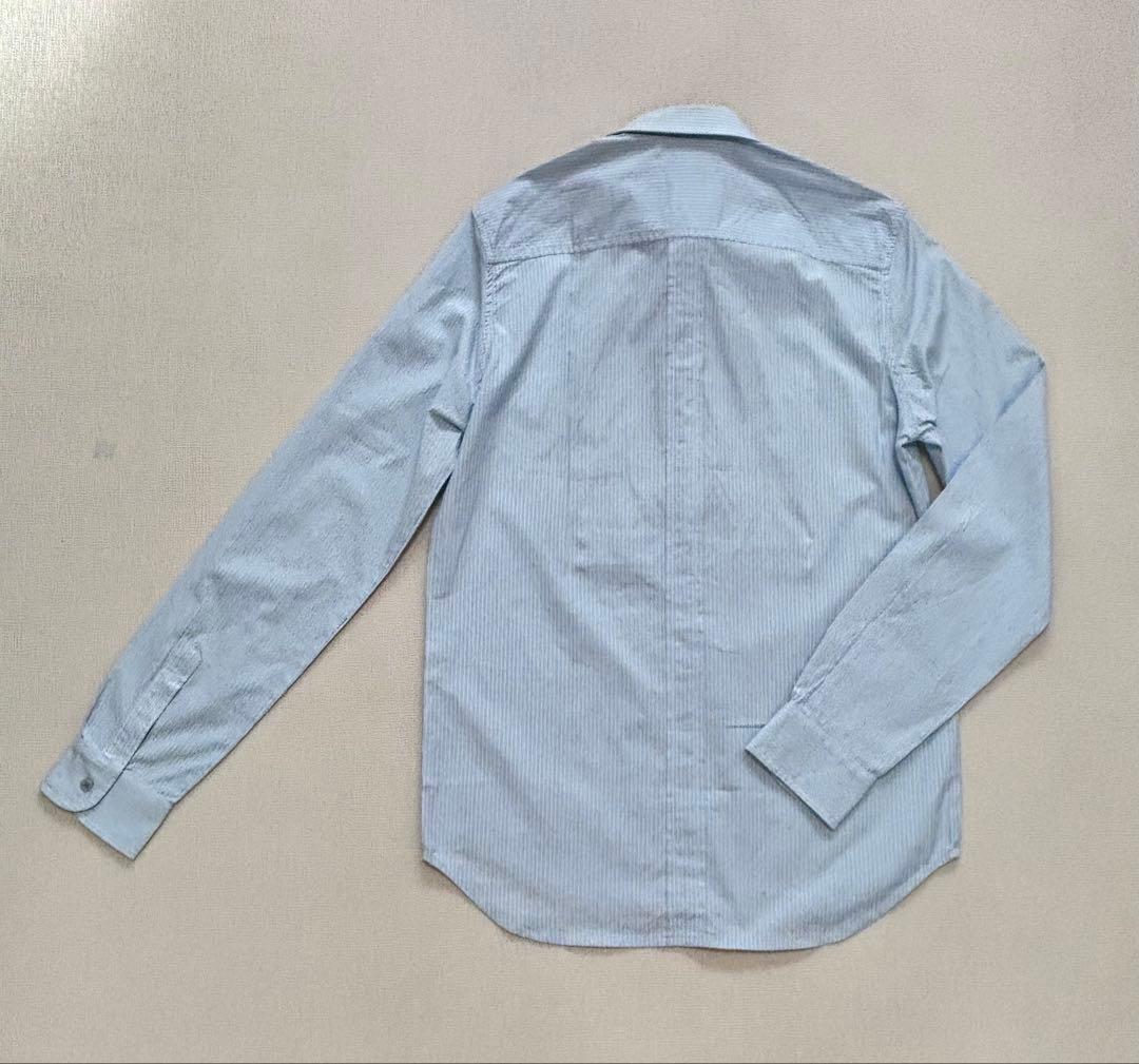 ストライプ 長袖シャツ フロントタック入り