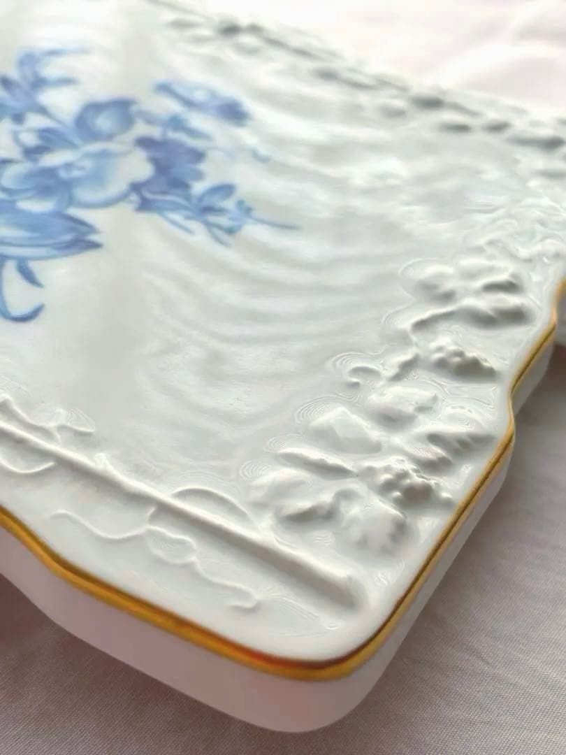 マイセン　陶板飾り絵　ブルーフラワー