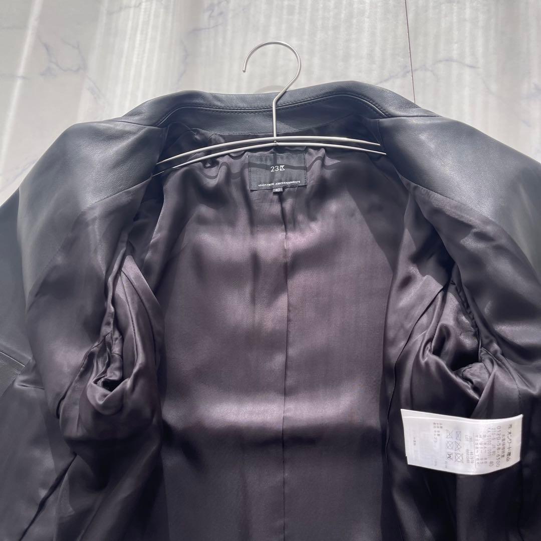 【未使用級】23区 ライダース レザー ラムレザー 黒 ブラック40 Lサイズ