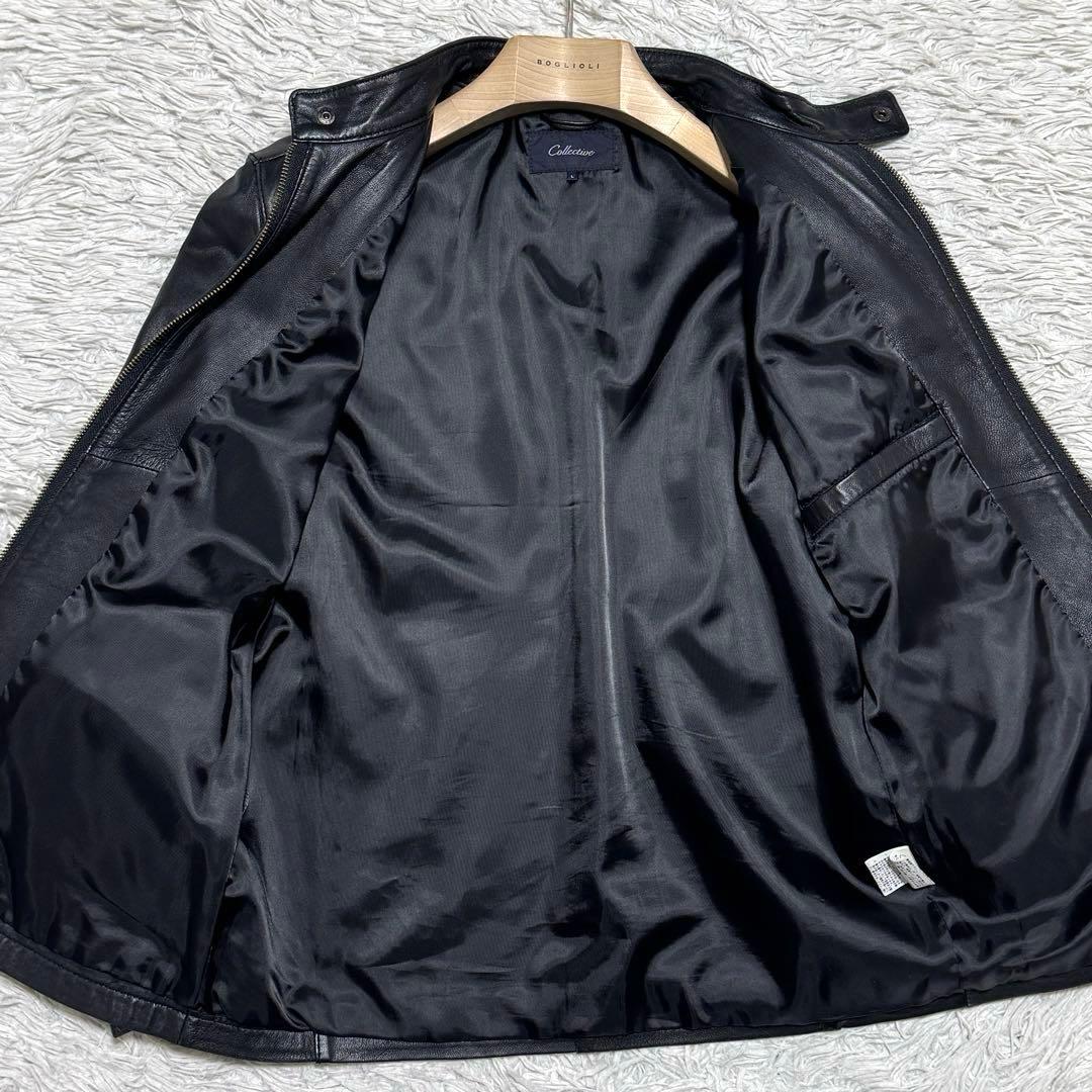 美品 メンズビギ ラムレザー シングルライダースジャケット Collective