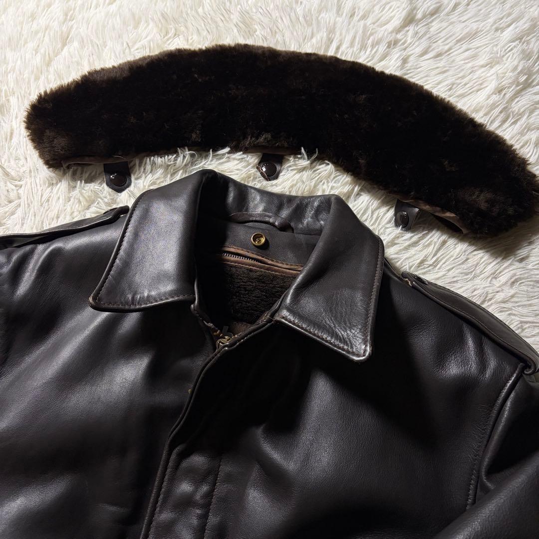 【米国製】schott フライトジャケット　 G-1 本革　　焦茶　襟ボア　40