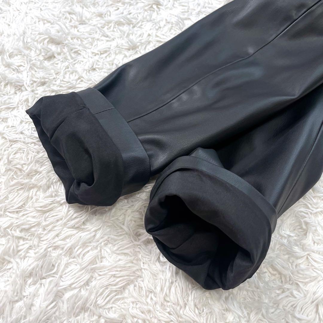 美品✨ZARA ザラ　ペプラムフェイクレザーブレザー　合皮　レザー　ライダース