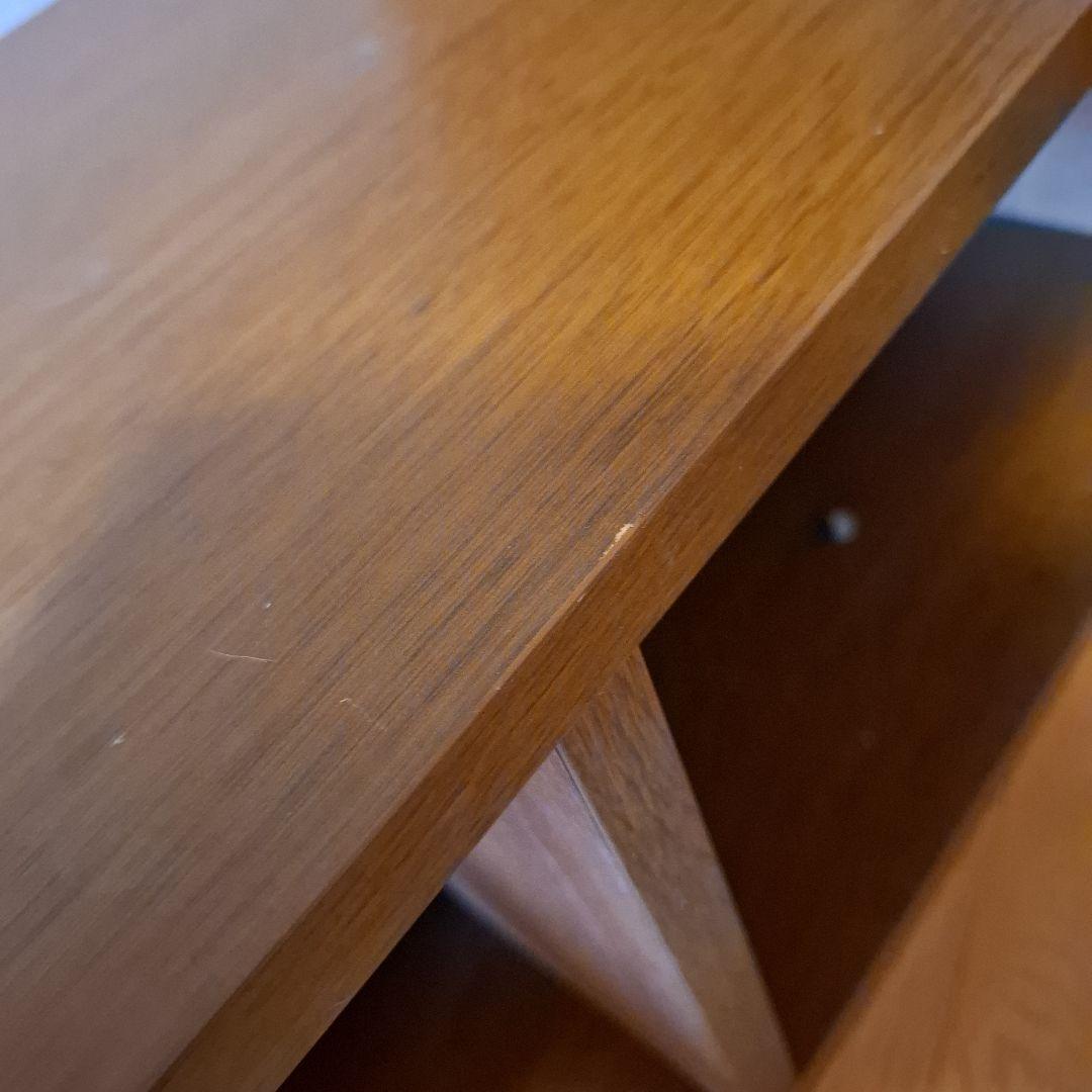 スリム木製ラック ブラウン 4棚 ２扉　仕切り板6枚　隙間収納