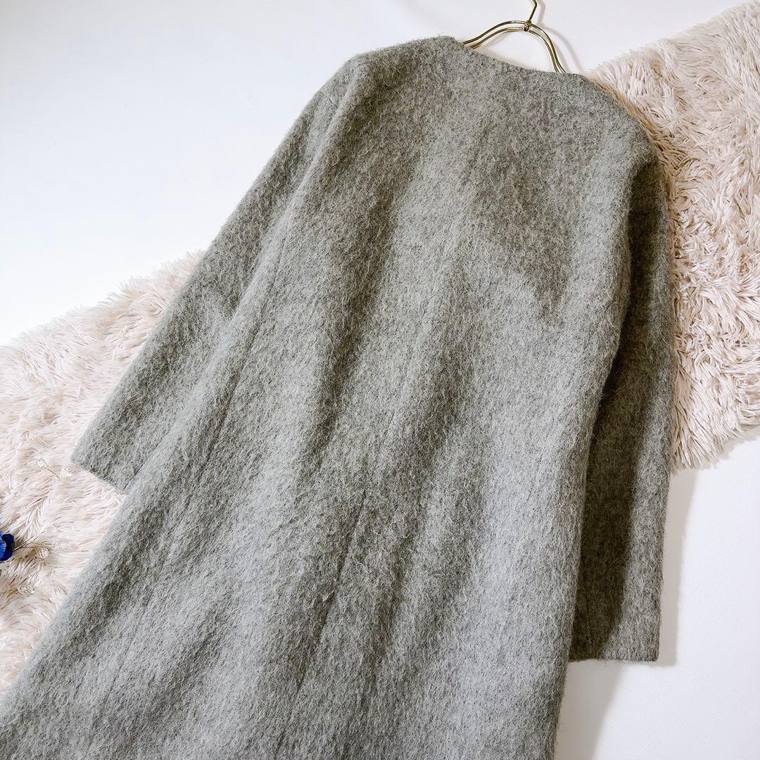 極美品ꕥエストネーション アルパカシャギーAラインロングコート 日本製 38