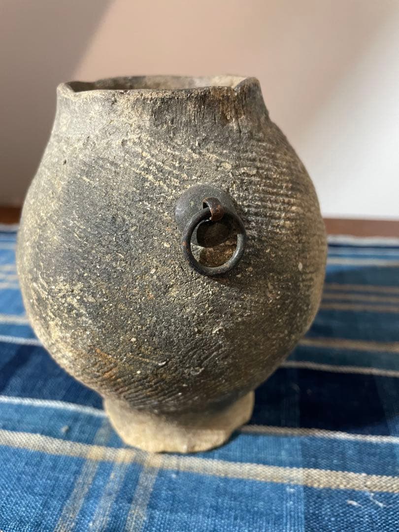 縄文　掛け花入れ　鐶付