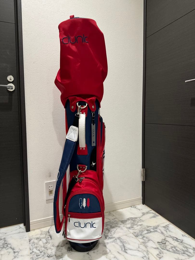 clunk ゴルフキャディバッグ 赤・青・白