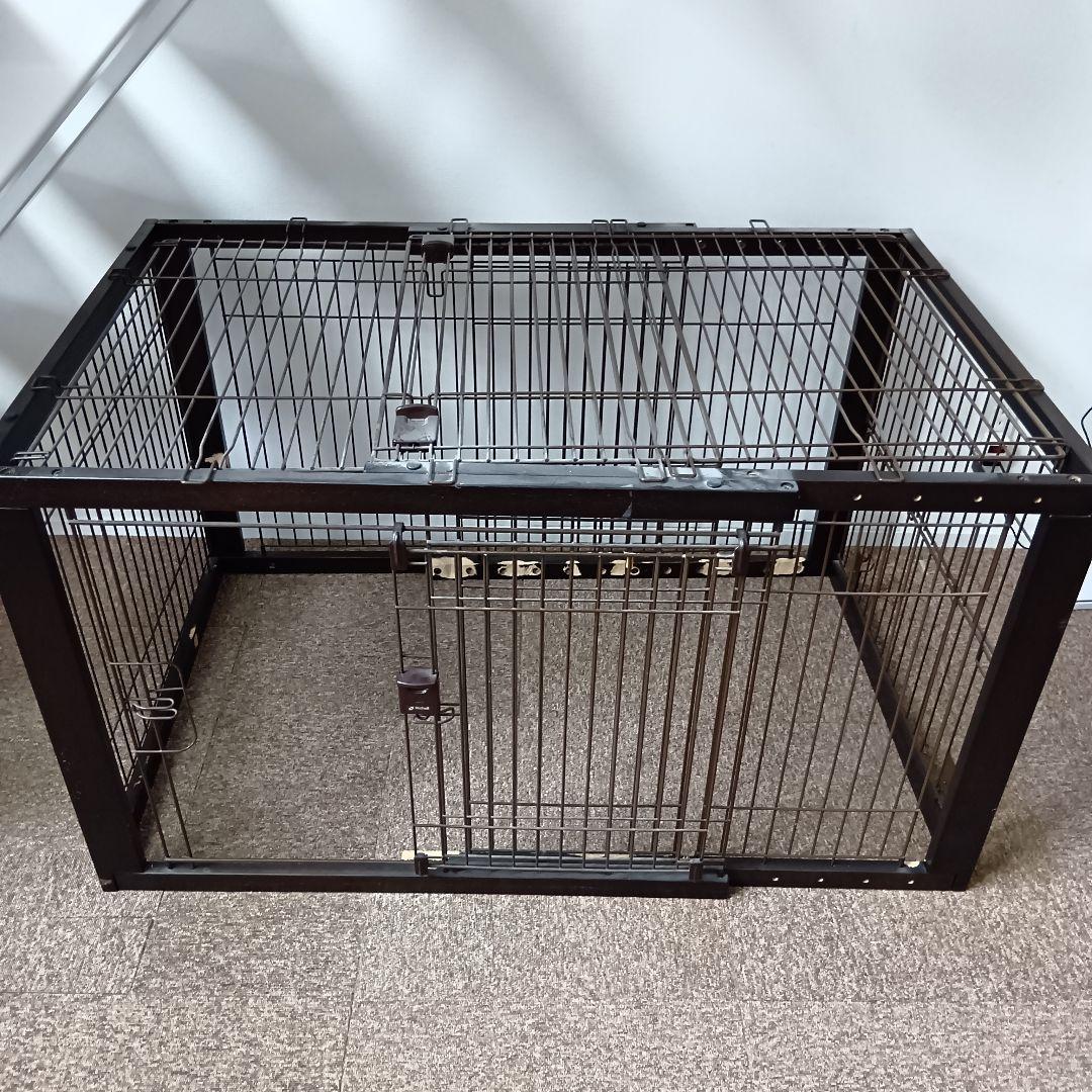 【室内のみ利用】<解体洗浄済>リッチェル 木製ペットサークル／ダークブラウン