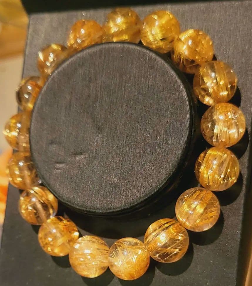 ☆ゴールドタイチンルチルブレスレット☆12㎜