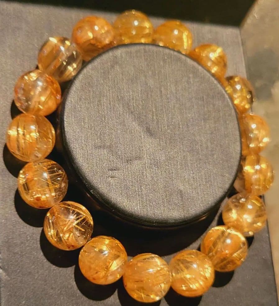 ☆ゴールドタイチンルチルブレスレット☆12㎜