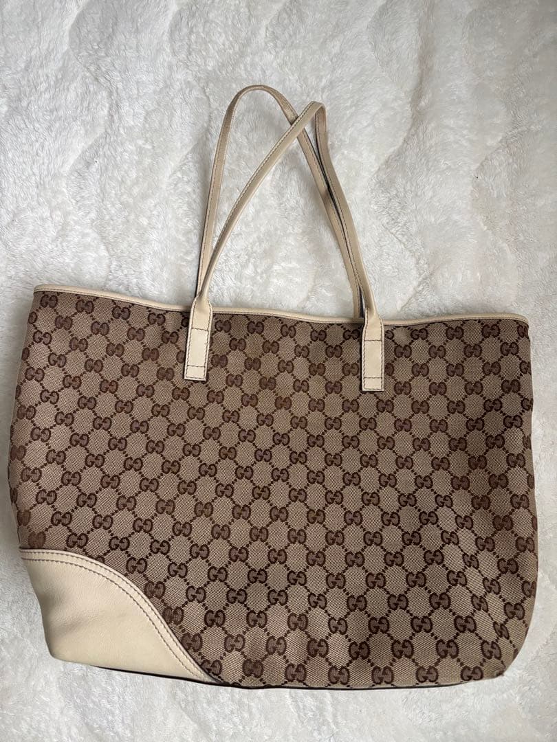 n*u様 GUCCI トートバッグ ベージュ キャンバス