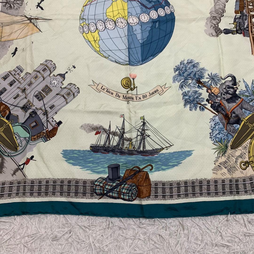 14785✨希少✨エルメス カレ90 L80日間世界一周 スカーフ シルク