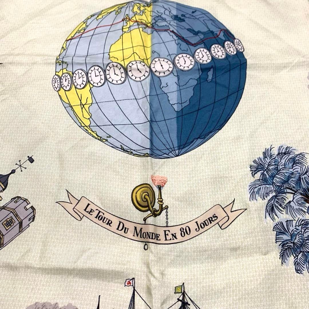 14785✨希少✨エルメス カレ90 L80日間世界一周 スカーフ シルク