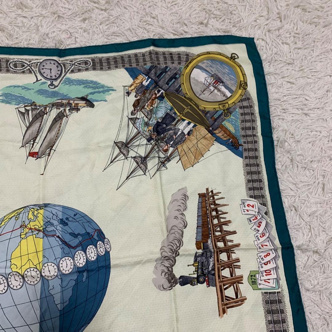 14785✨希少✨エルメス カレ90 L80日間世界一周 スカーフ シルク