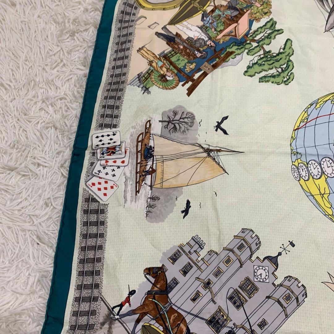 14785✨希少✨エルメス カレ90 L80日間世界一周 スカーフ シルク