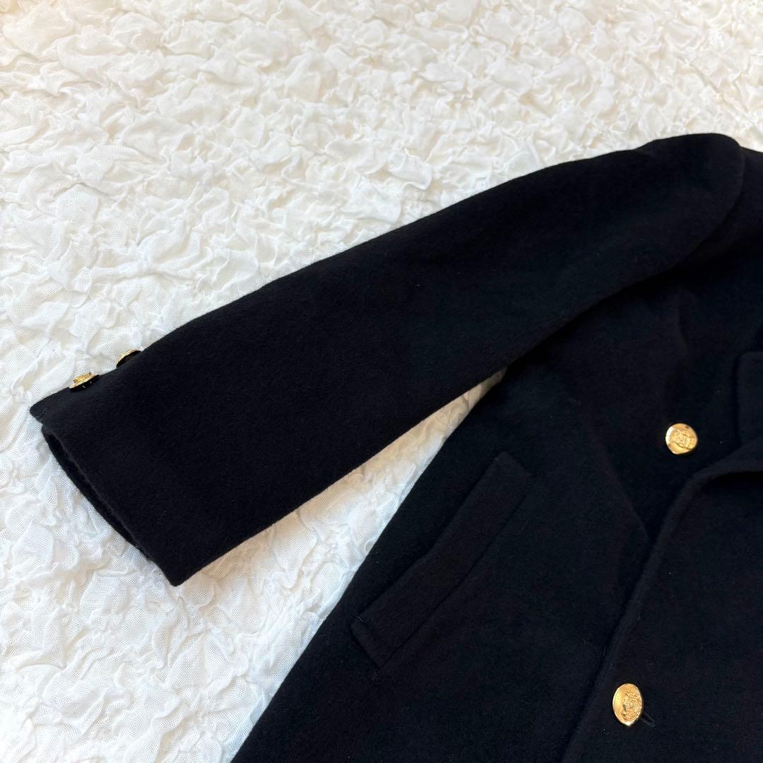 藤井毛織 カシミヤ100% チェスター コート カシミア ロング丈 ブラック 黒