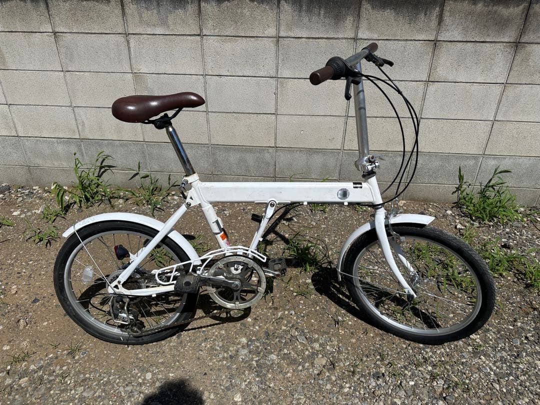折りたたみ自転車 ホワイト ブラウンサドル