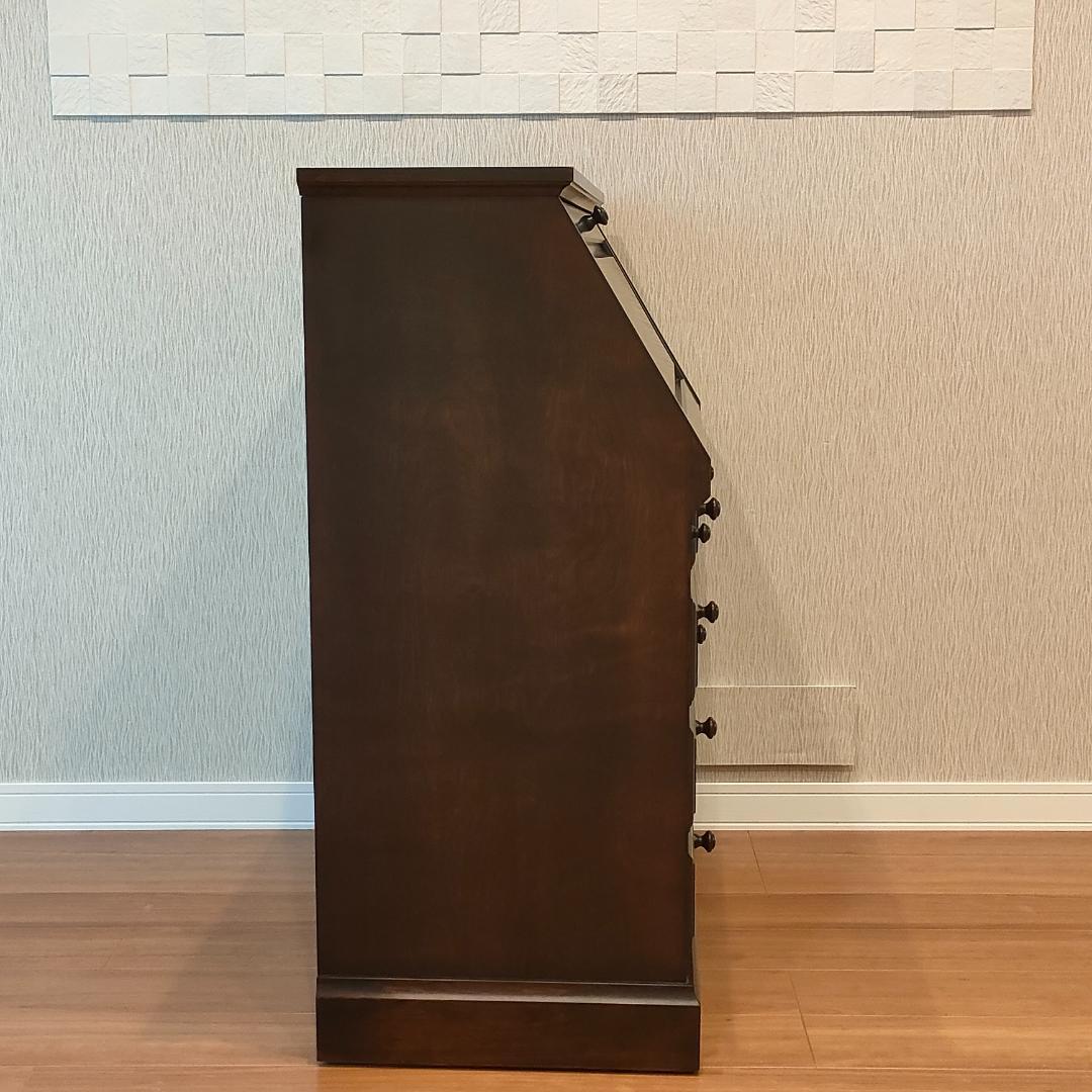 〈美品〉勇峰工芸　ライディングビュロー　デスク　樺材