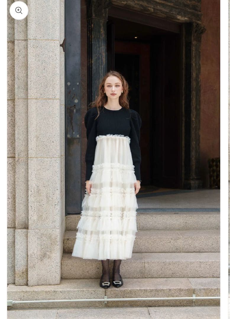 ワンピース acka tulle tiered knit dress