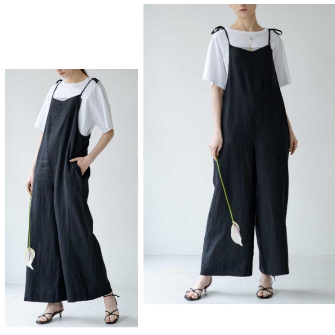 美品　TICCA　ティッカ　麻オーバーオール　リネンサロペット　オールインワン