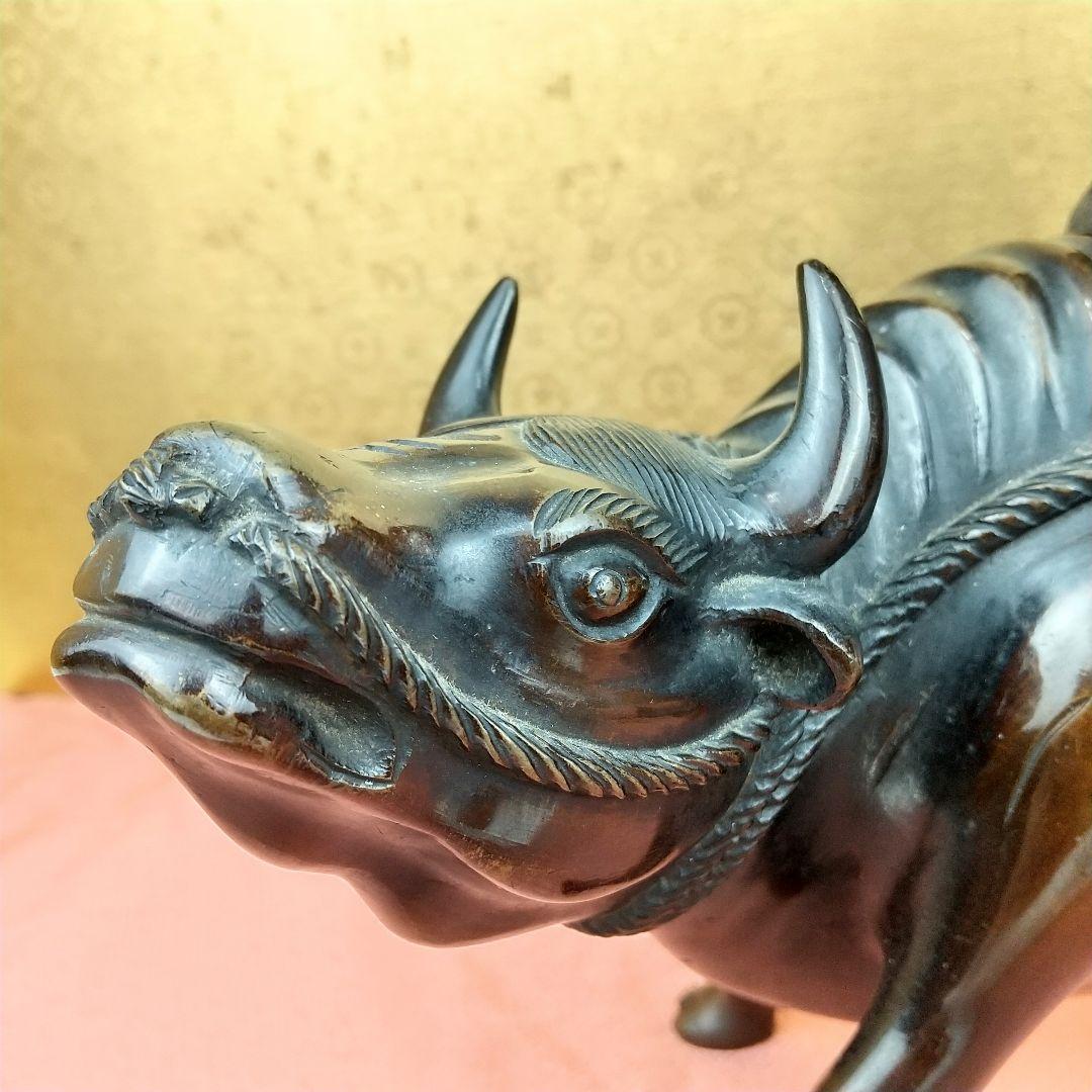 【お値下げしました！】銅製　香炉　牛乗り人　蓑笠　煙管