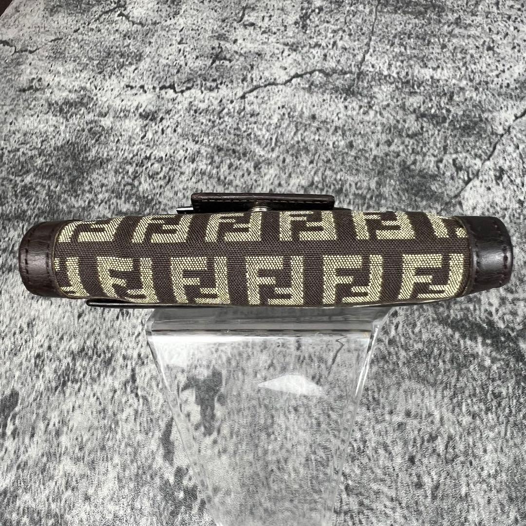 FENDI ズッカ柄 レザー×キャンバス 二つ折り財布 エフイズロゴ