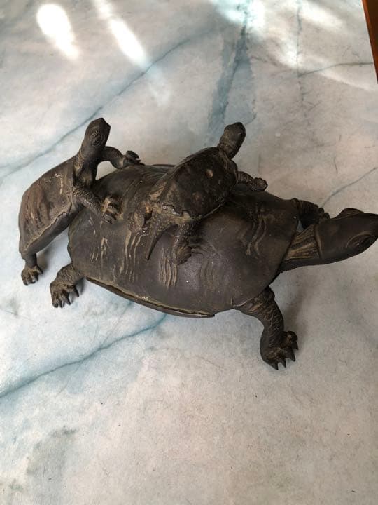 時代物　伝統工芸　亀　置物　整珉作　金属置物　骨董品　置物