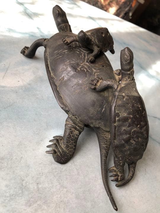 時代物　伝統工芸　亀　置物　整珉作　金属置物　骨董品　置物