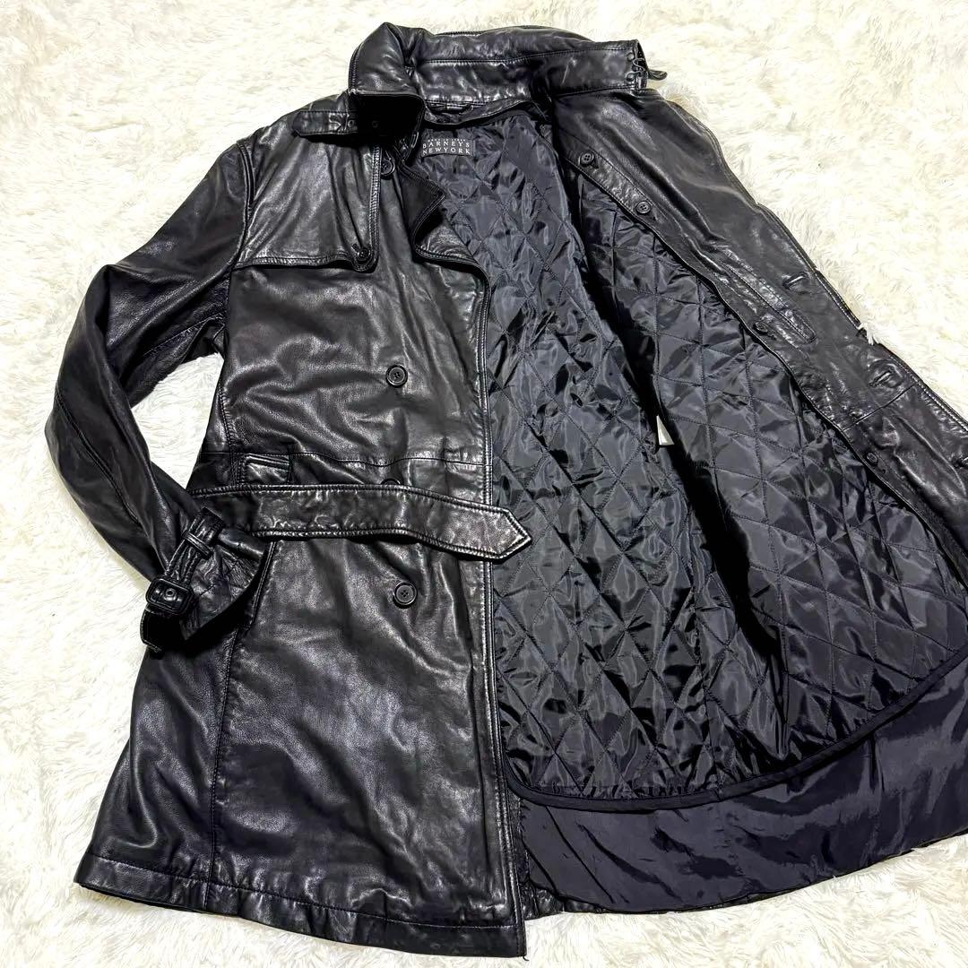 カリー様✨バーニーズニューヨーク レザー トレンチコート 52 黒 ライナー付