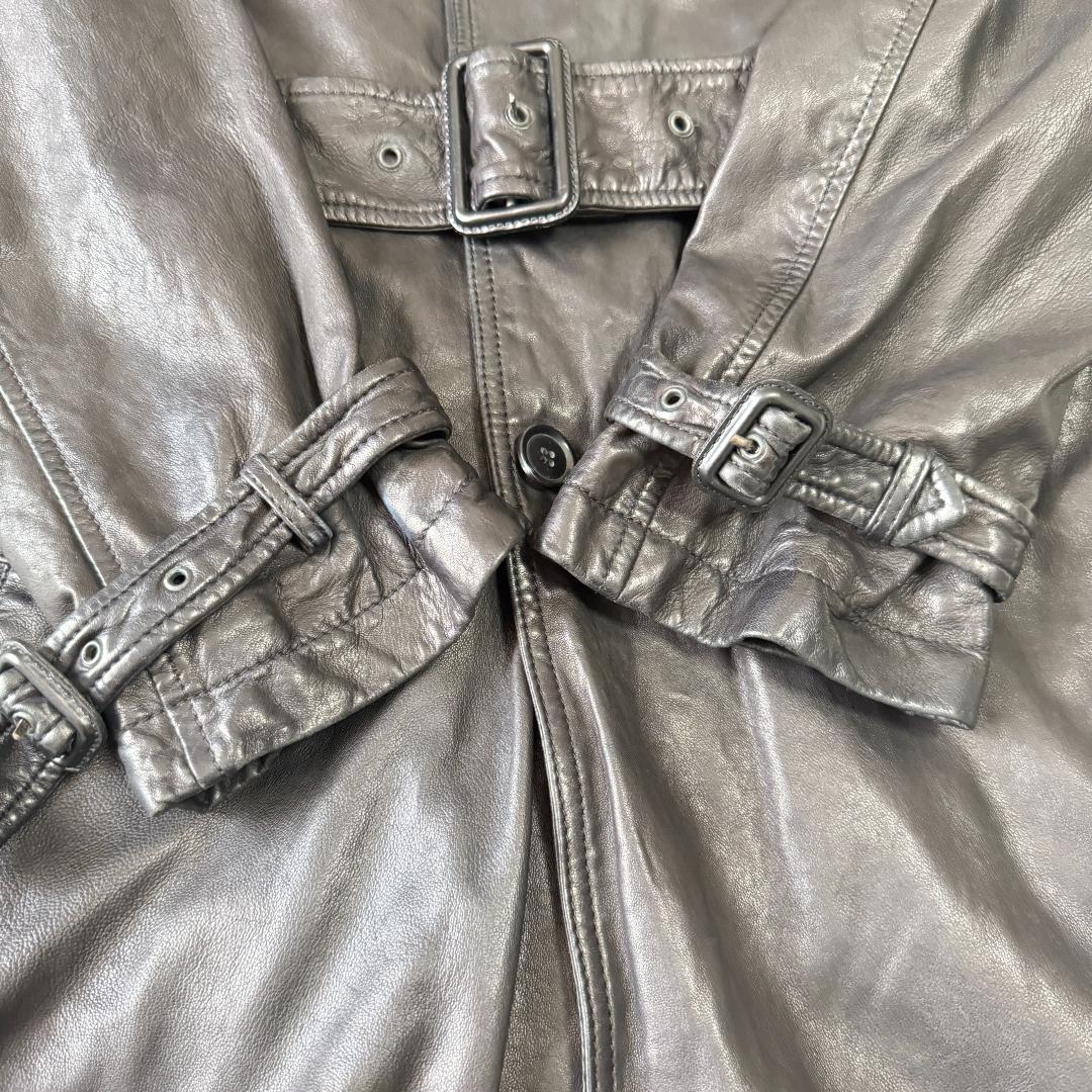 カリー様✨バーニーズニューヨーク レザー トレンチコート 52 黒 ライナー付