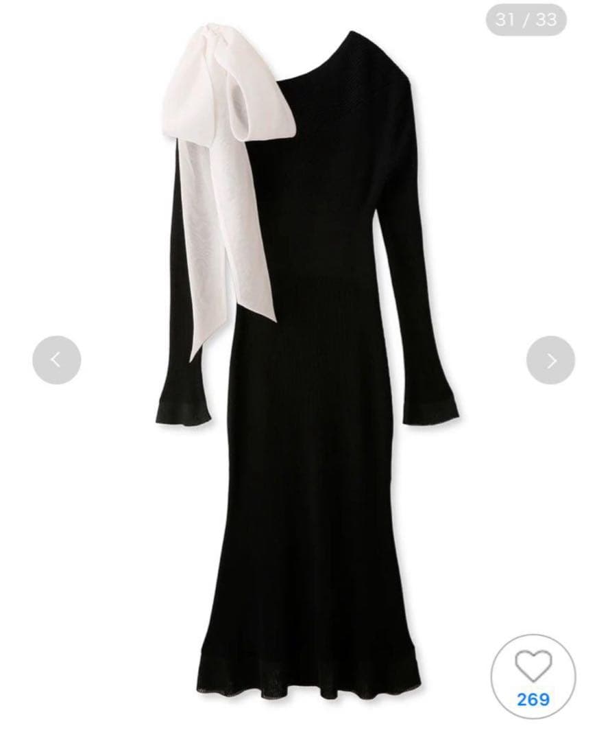 snidel ショルダーリボンアシンメニットワンピース ニットワンピ