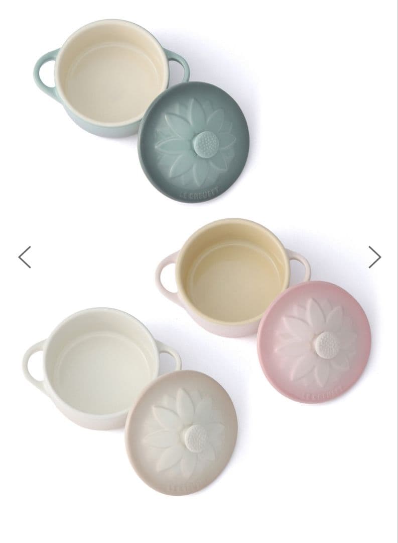値下げLE CREUSET ルクルーゼサンフラワーレリーフミニココット3個セット
