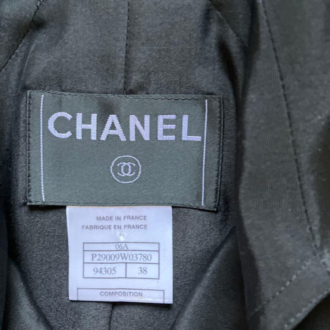 CHANEL ブラックトレンチコート 38