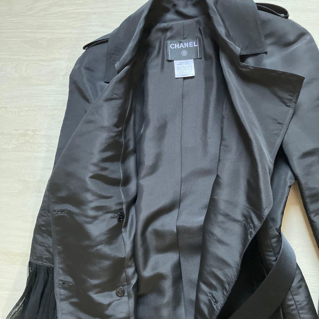 CHANEL ブラックトレンチコート 38