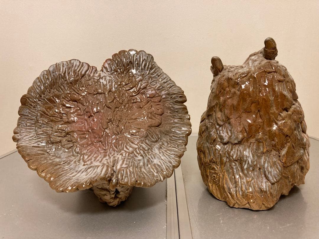 沖縄 焼き物 ふくろう 置物2体