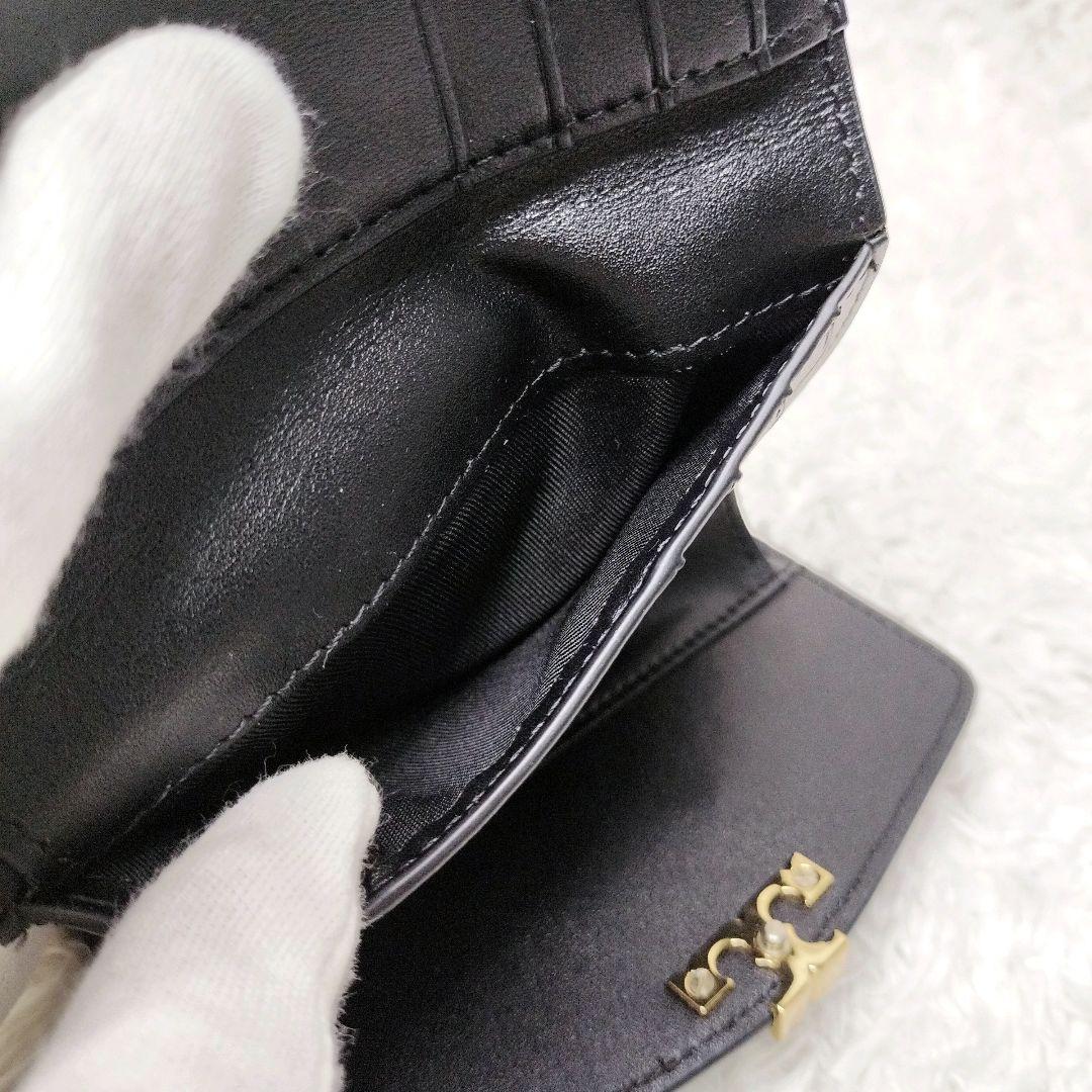 【美品✨】トリーバーチ　3つ折り財布　コンパクトウォレット　金ロゴ　レザー