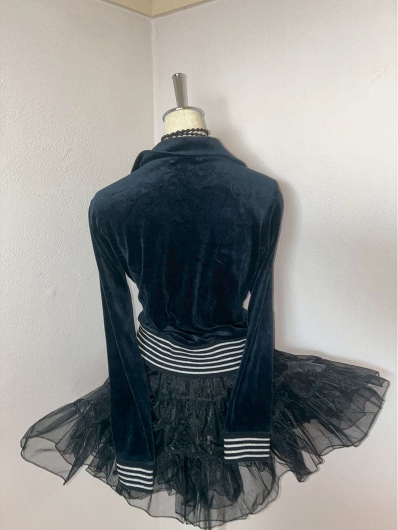 y2k ダークコア十字架銀刺繍　ベロアWジップゴシック平成　マクブリンククロス