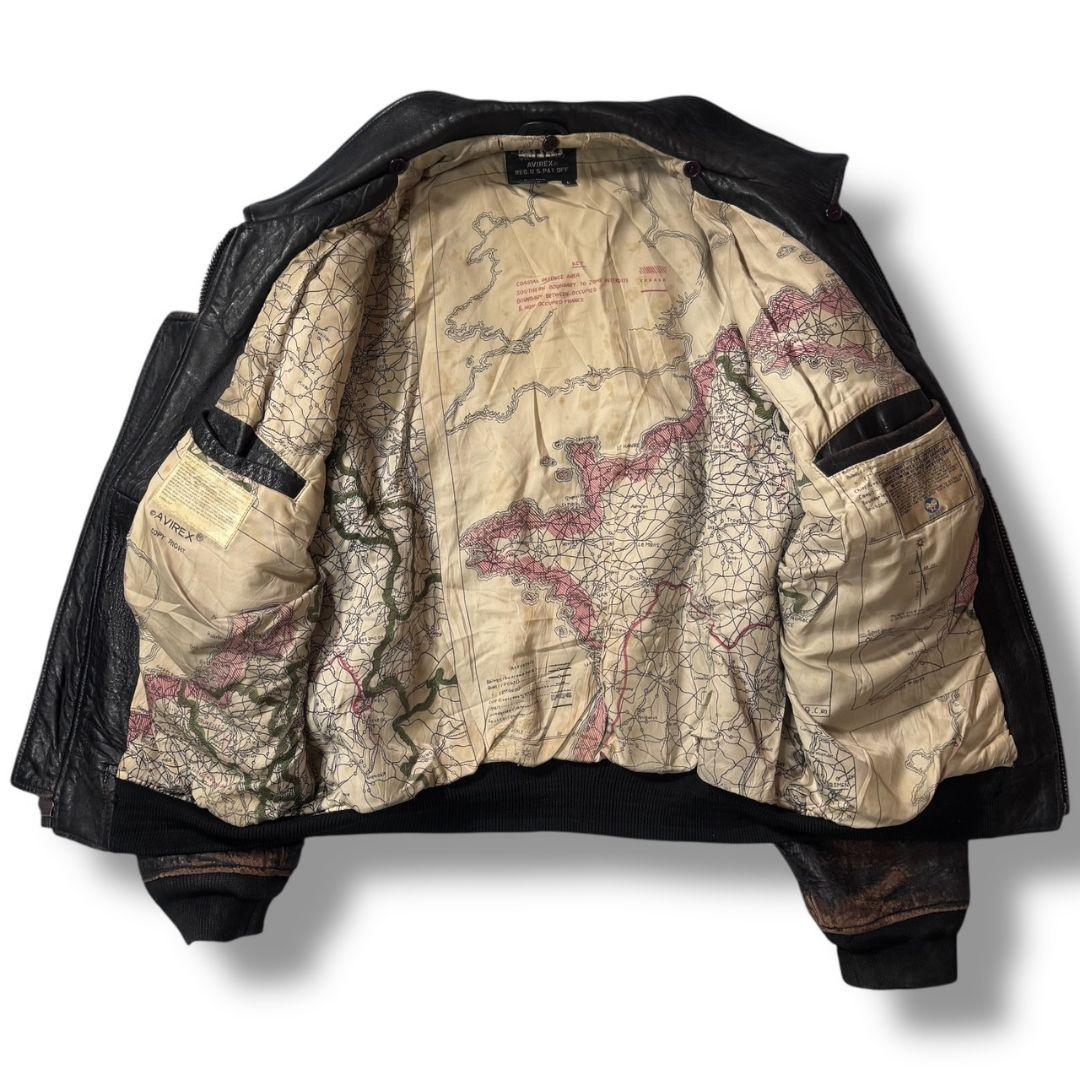 AVIREX G-1 A-2 レザーフライトジャケット 黒 本革 7823