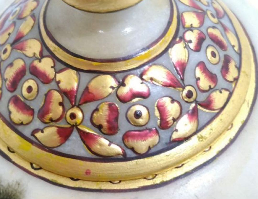 定価25,000円 手描き 象細密図 大理石 小物入 金彩仕上げ マハラジャ様式