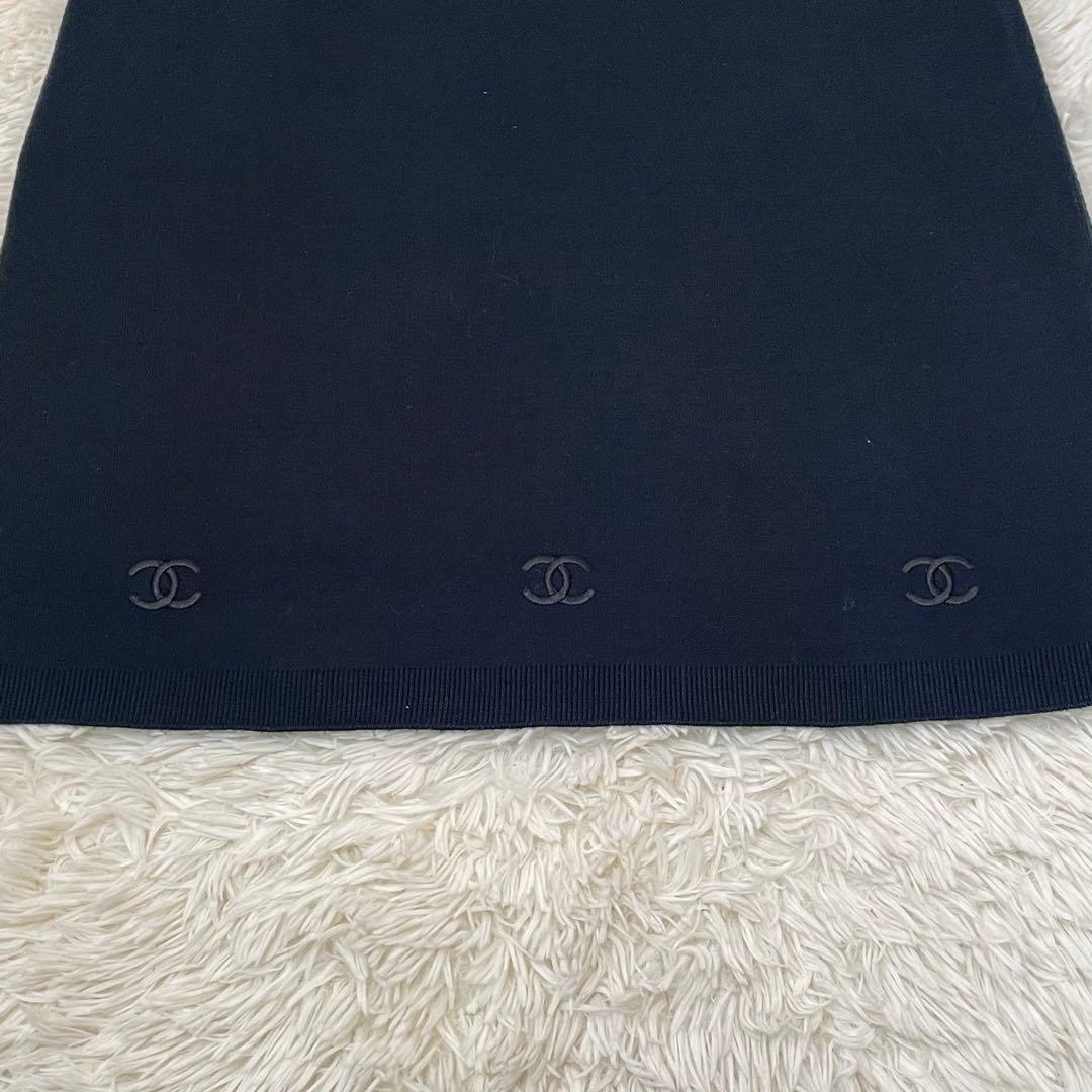 極美品 シャネル ココマーク ニット ワンピース 半袖 黒 M レディース