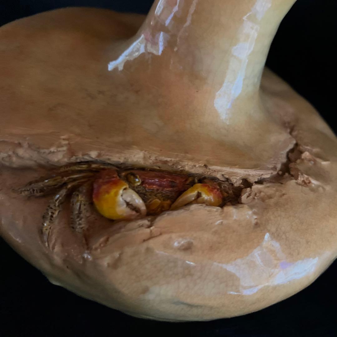 二六焼　楽山焼　水月焼　佐々木二六　　天神蟹　花瓶　花器　一輪挿し　年代物　珍品