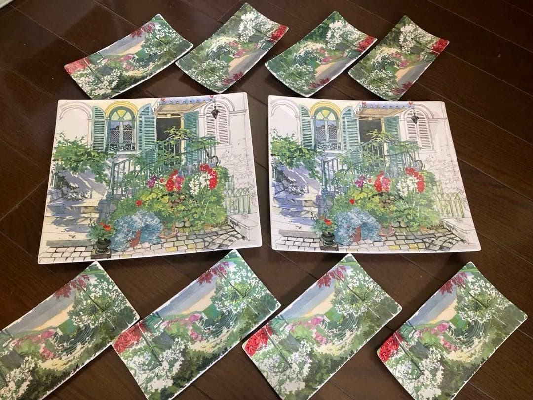 花と風景の食器セット