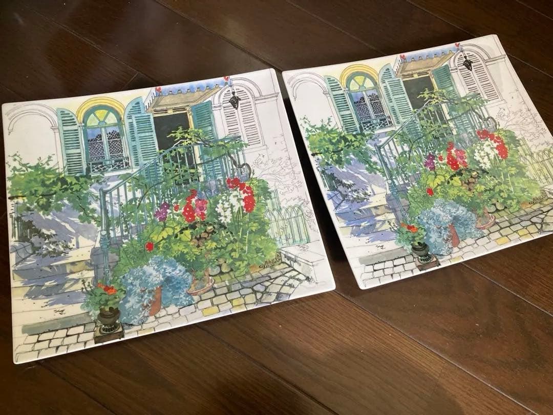 花と風景の食器セット