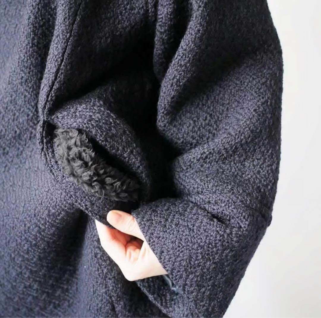 BLUEBLUEJAPAN【ユキフブキウール ダブルブレストハーフコート】 防寒